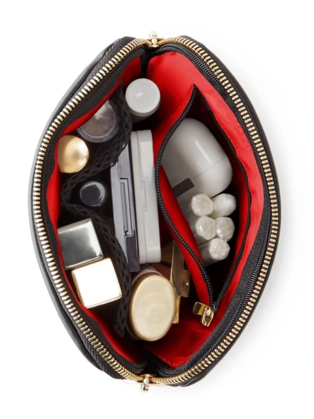 Kusshi Black Leather Everyday Makeup Bag